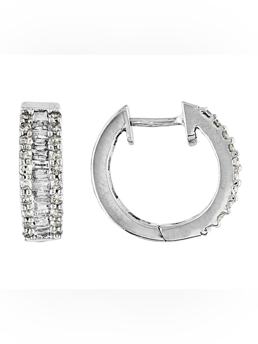 White Diamond Rhodium Over Sterling Silver Earrings 0.50ctw